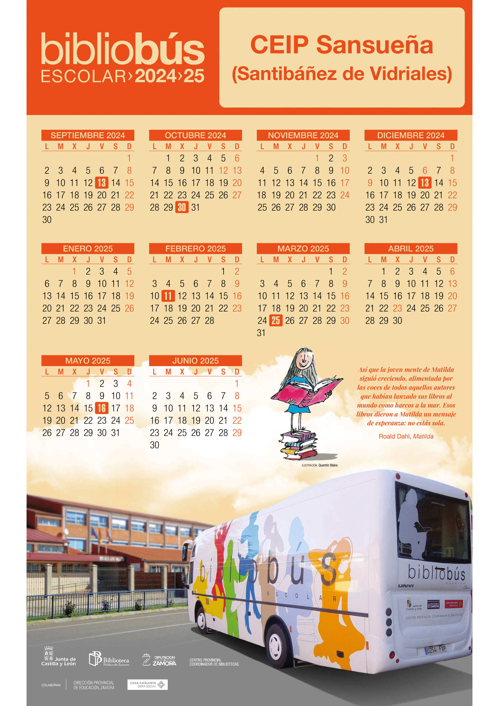 CALENDARIO BIBLIOBÚS 2024-2025